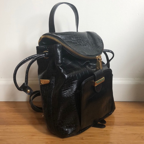SNOB ESSENTIALS black faux leather mini backpack - Picture 4 of 5